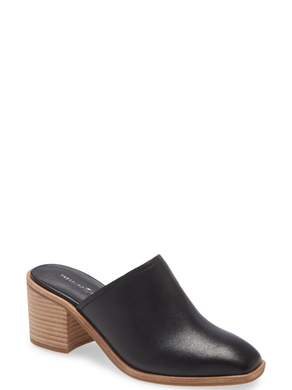 Treasure & Bond Perrla Mule Black Leather Block Heel – Size 7.5